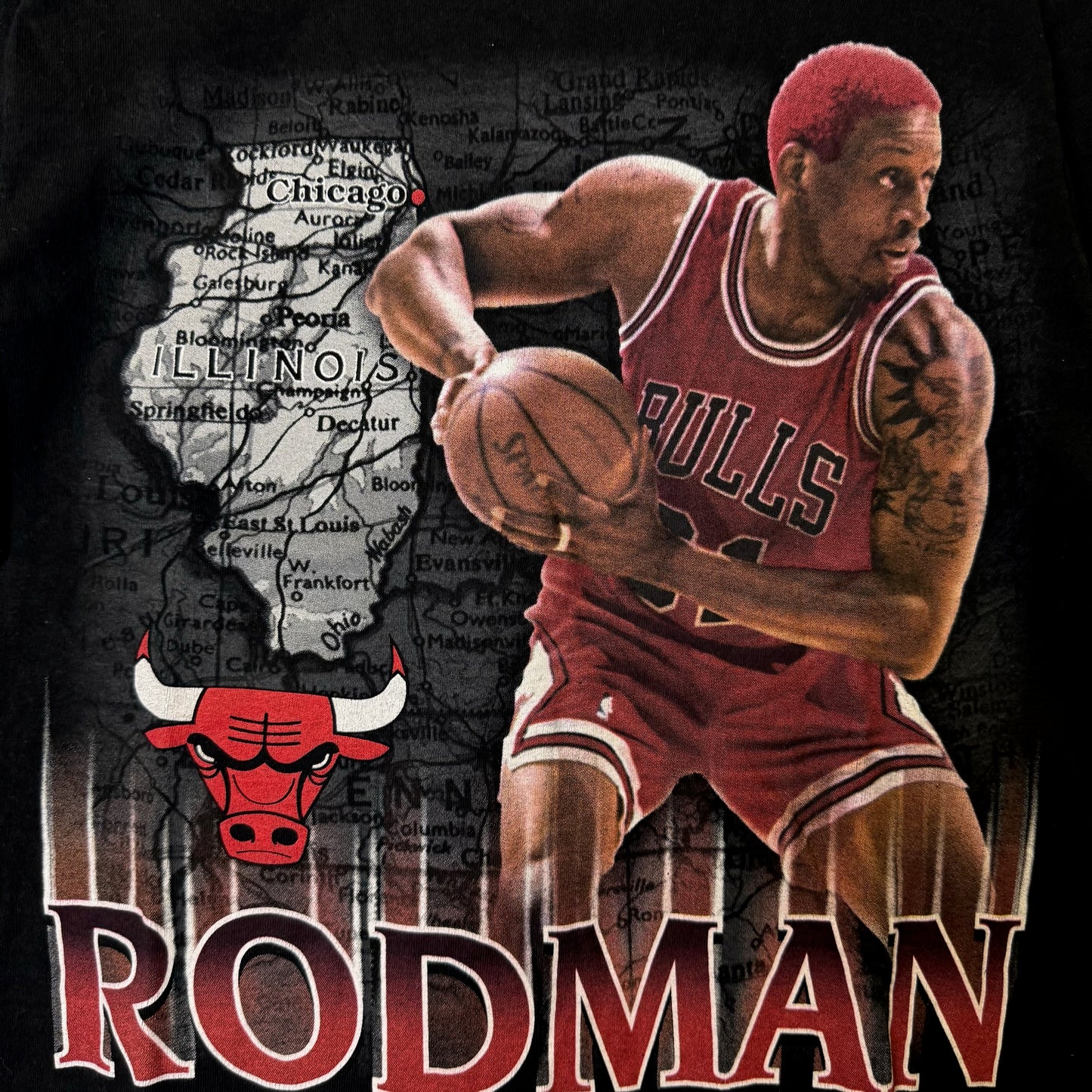 90's Dennis Rodman Chicago Bulls NBA T-shirt Sz L (B2584