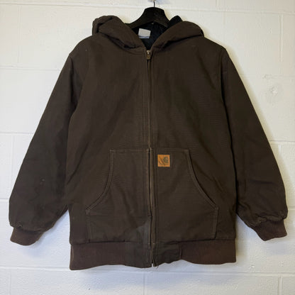 Carhartt Brown Hooded Jacket Sz Youth L (B1785)