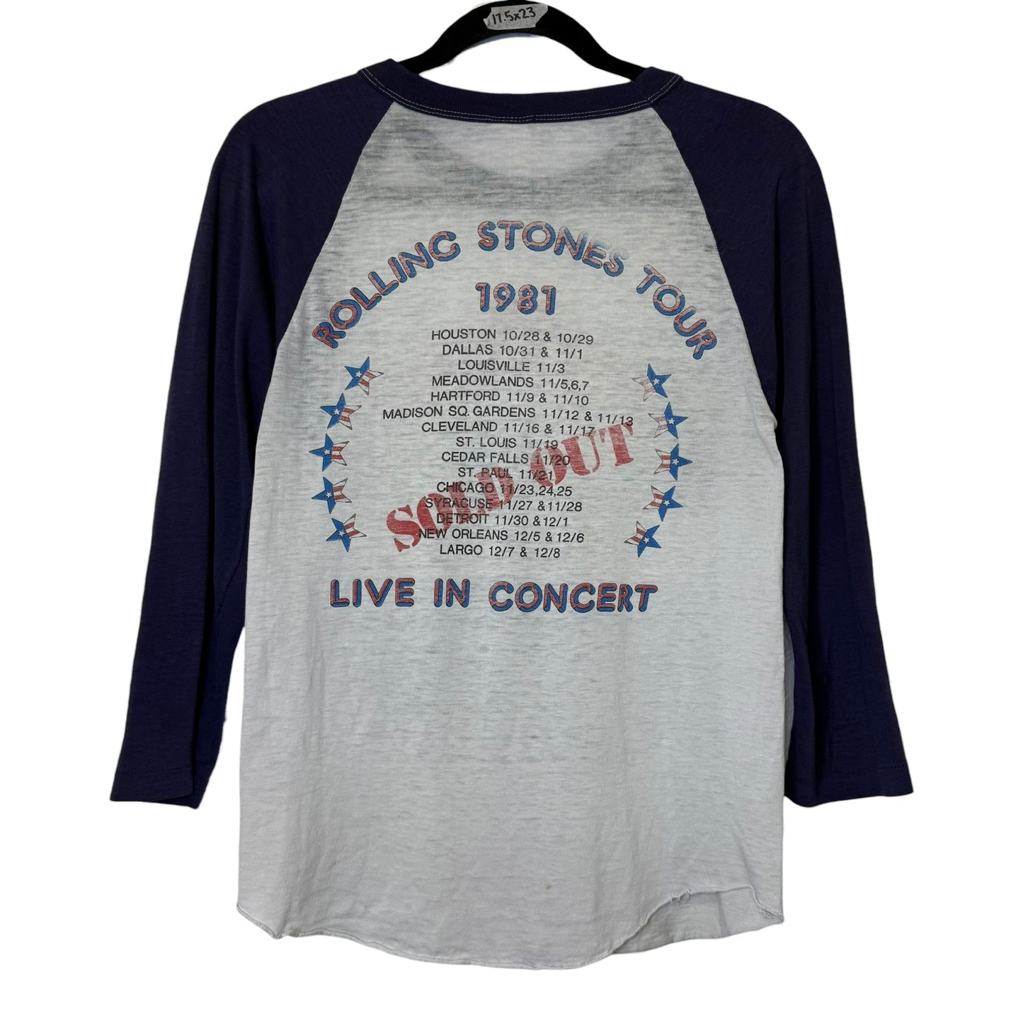 1981 Rolling Stones Tour T-Shirt Raglan Sz M (B1749)