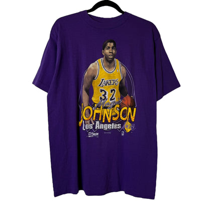 1990 Magic Johnson Los Angeles Lakers Salem NBA T-shirt Sz L (A3093)