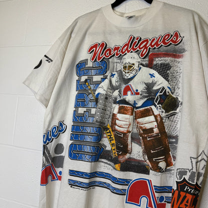 1991 Quebec Nordiques NHL Bulletin T-Shirt Sz XL
