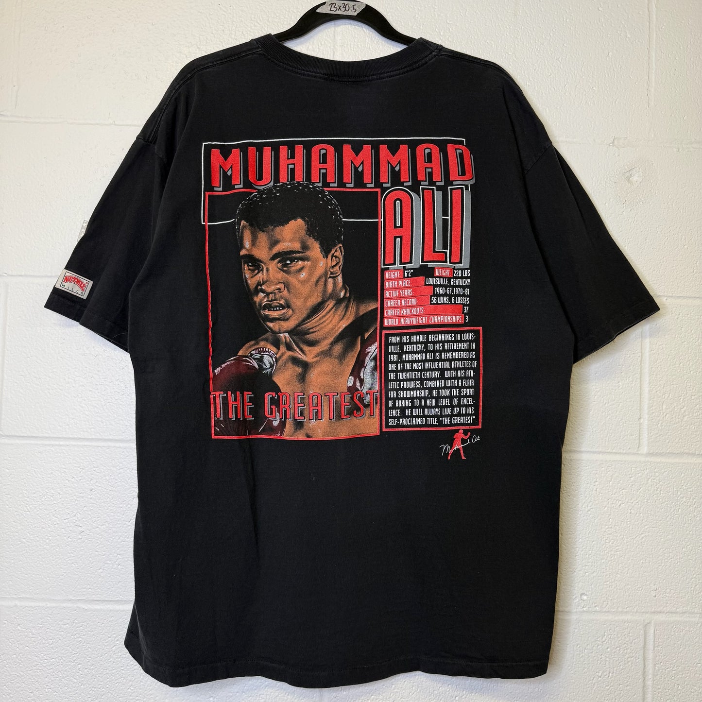 90’s Muhammed Ali Boxing Nutmeg Stats T-shirt Sz XL (A6492)