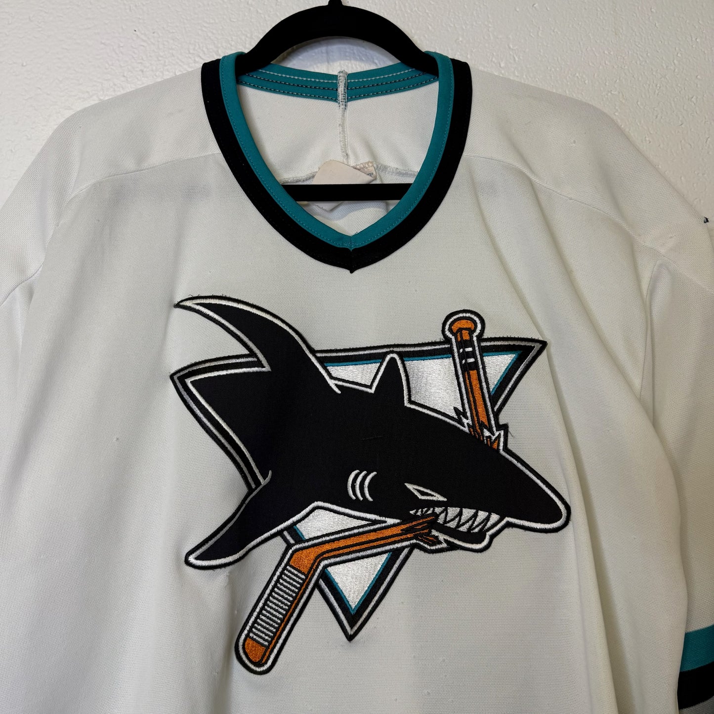 90s San Jose Sharks CCM NHL Hockey Jersey Sz L (B1805)