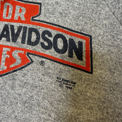 80s Harley Davidson 3D Emblem Saskatoon Chop Shop Hoodie Sz S