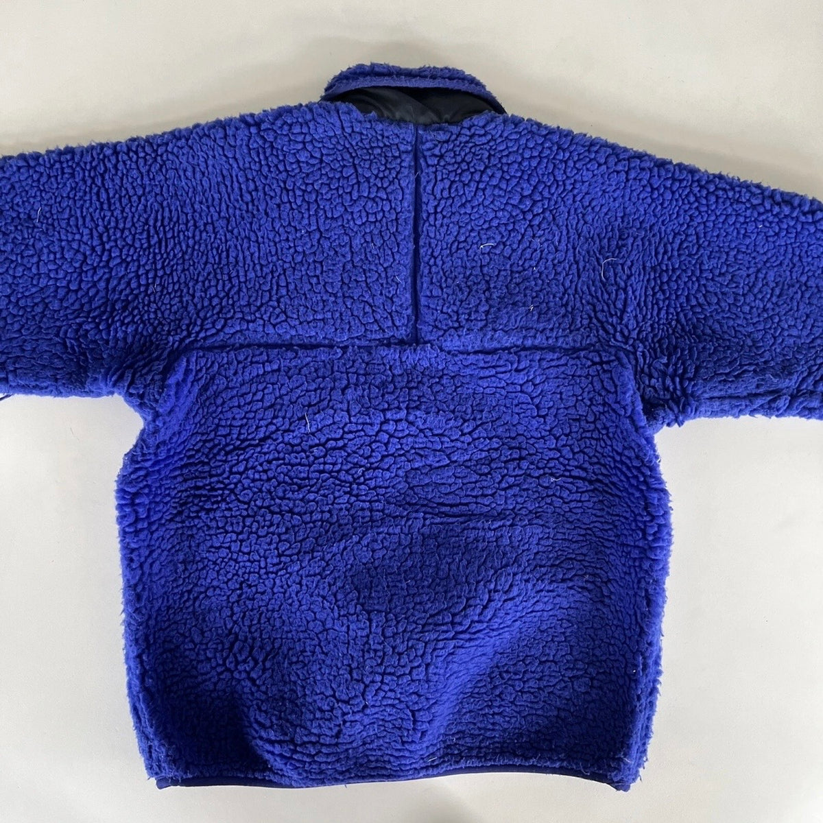 Vintage Patagonia Deep Pile Fleece Jacket Blue Red Lining Sz M (Made In USA)