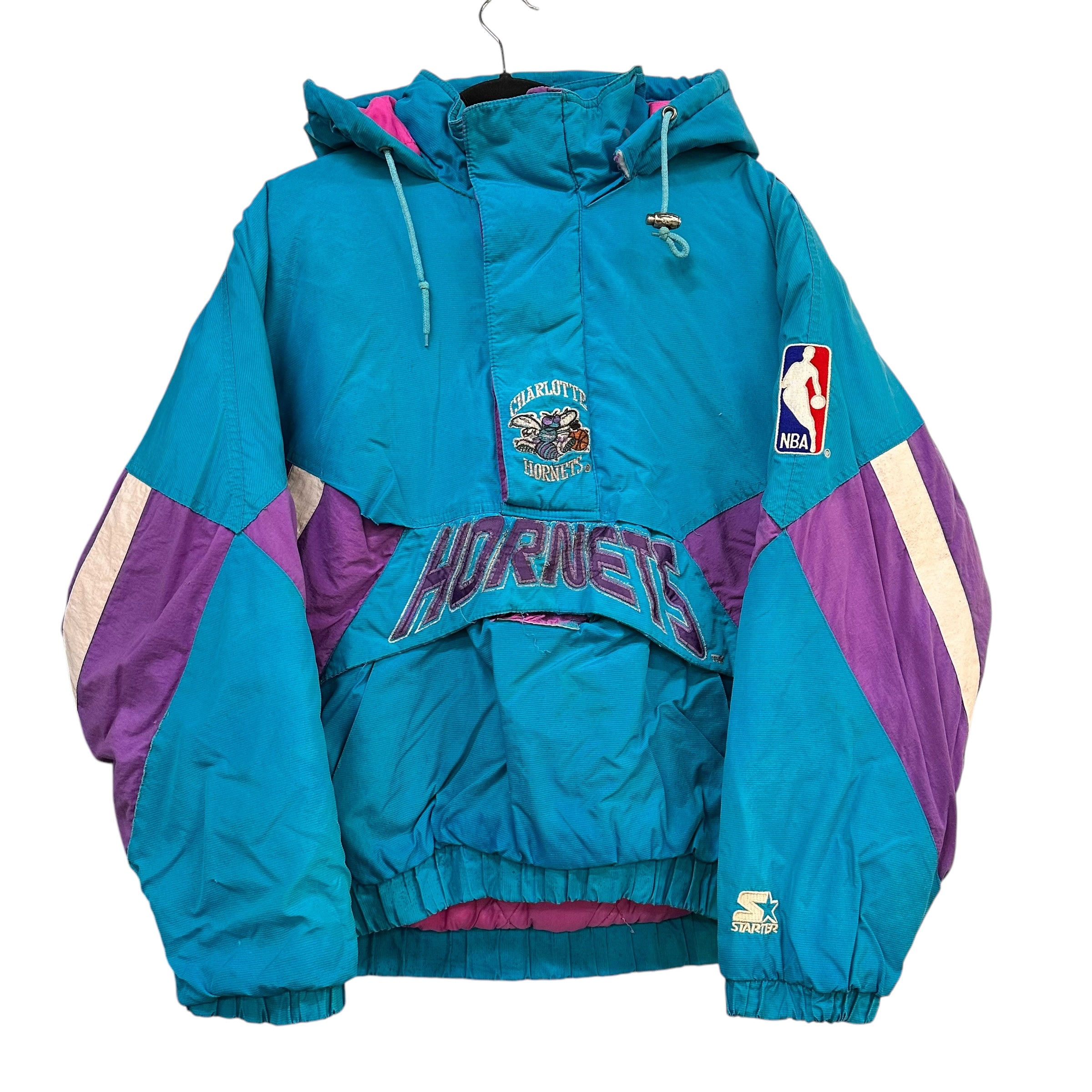90's STARTER x CHARLOTTE HORNETS Size XL Vintage NBA Padded Jacket / G –  FISHTALE VINTAGE