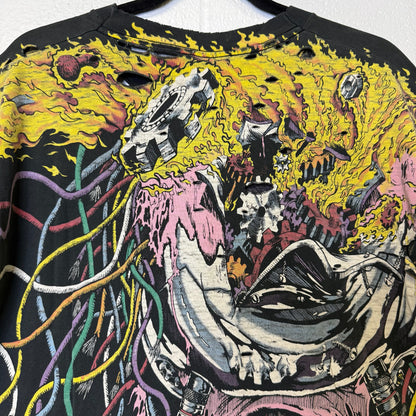 90's Weapon X Liquid Blue Distressed T-Shirt Sz L (B445)