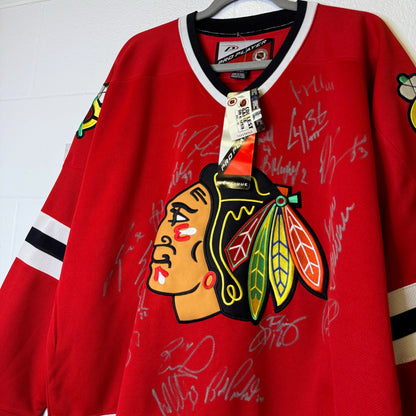 90s Chicago Blackhawks Hockey NHL Jersey Autographed CCM Sz L (B1978)