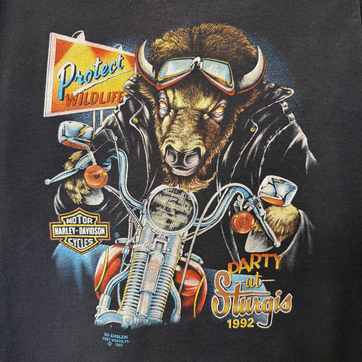 1991 Harley Davidson 3D Emblem T-Shirt Sz L (B1721)