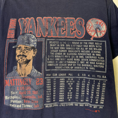 90's NY Yankees Don Mattingly MLB Nutmeg T-shirt Sz L (B1604)