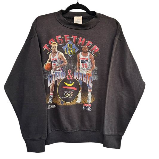 1992 Larry Bird Magic Johnson Dream Team Crewneck Sz M (A7510)