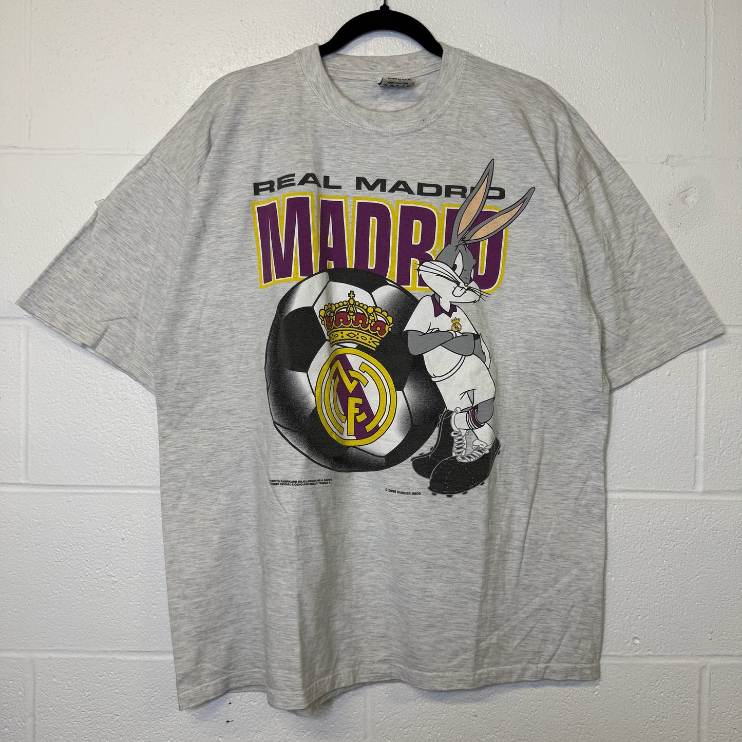 90s Real Madrid Soccer Bugs Bunny Looney Tunes Nutmeg T-Shirt Sz XL (B2876)
