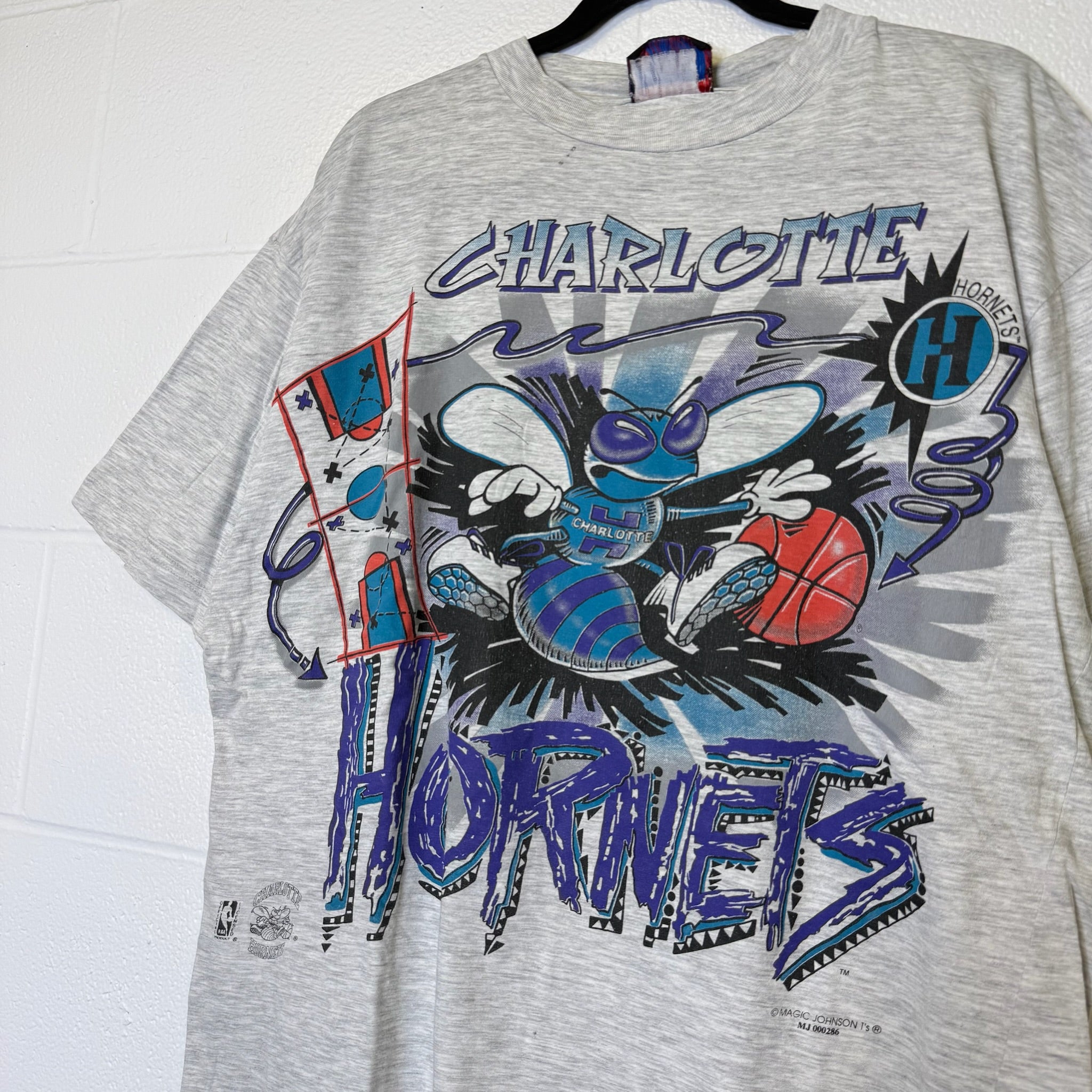 90s Magic Johnson Charlotte Hornets NBA T-Shirt Sz XL (B2899