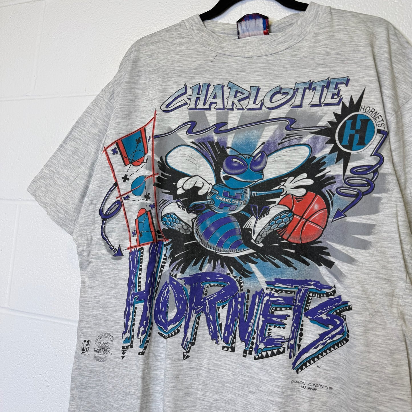 90s Magic Johnson Charlotte Hornets NBA T-Shirt Sz XL (B2899)