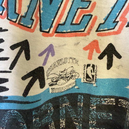 90's Charlotte Hornets AOP NBA Magic Johnson Tees T-Shirt Sz XL (B2186)