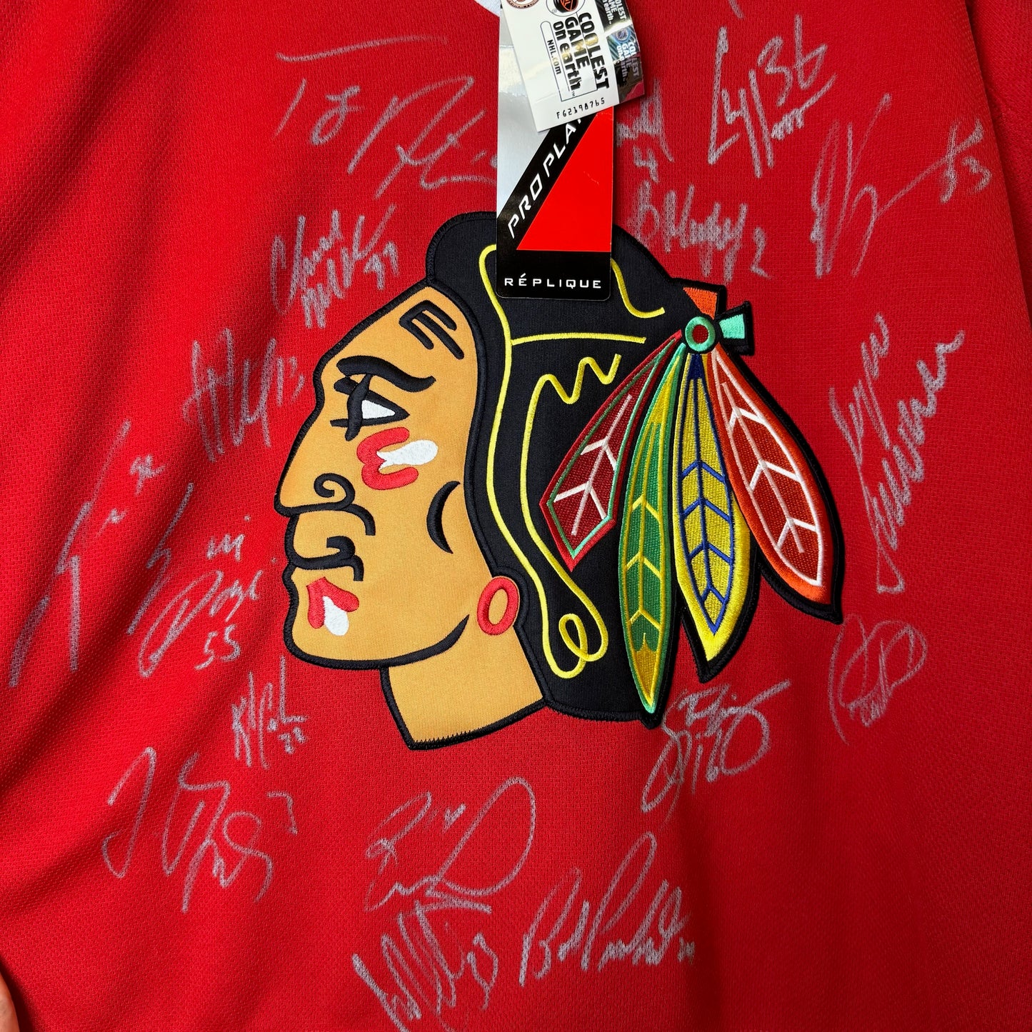 90s Chicago Blackhawks Hockey NHL Jersey Autographed CCM Sz L (B1978)