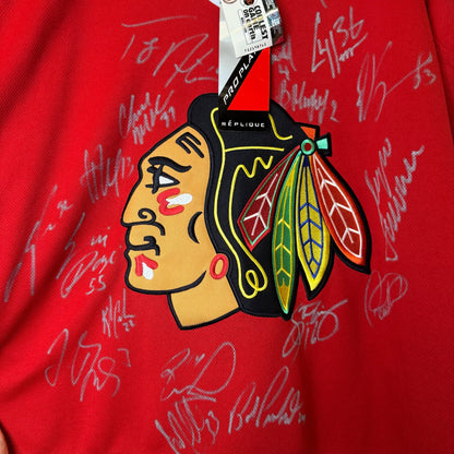 90s Chicago Blackhawks Hockey NHL Jersey Autographed CCM Sz L (B1978)