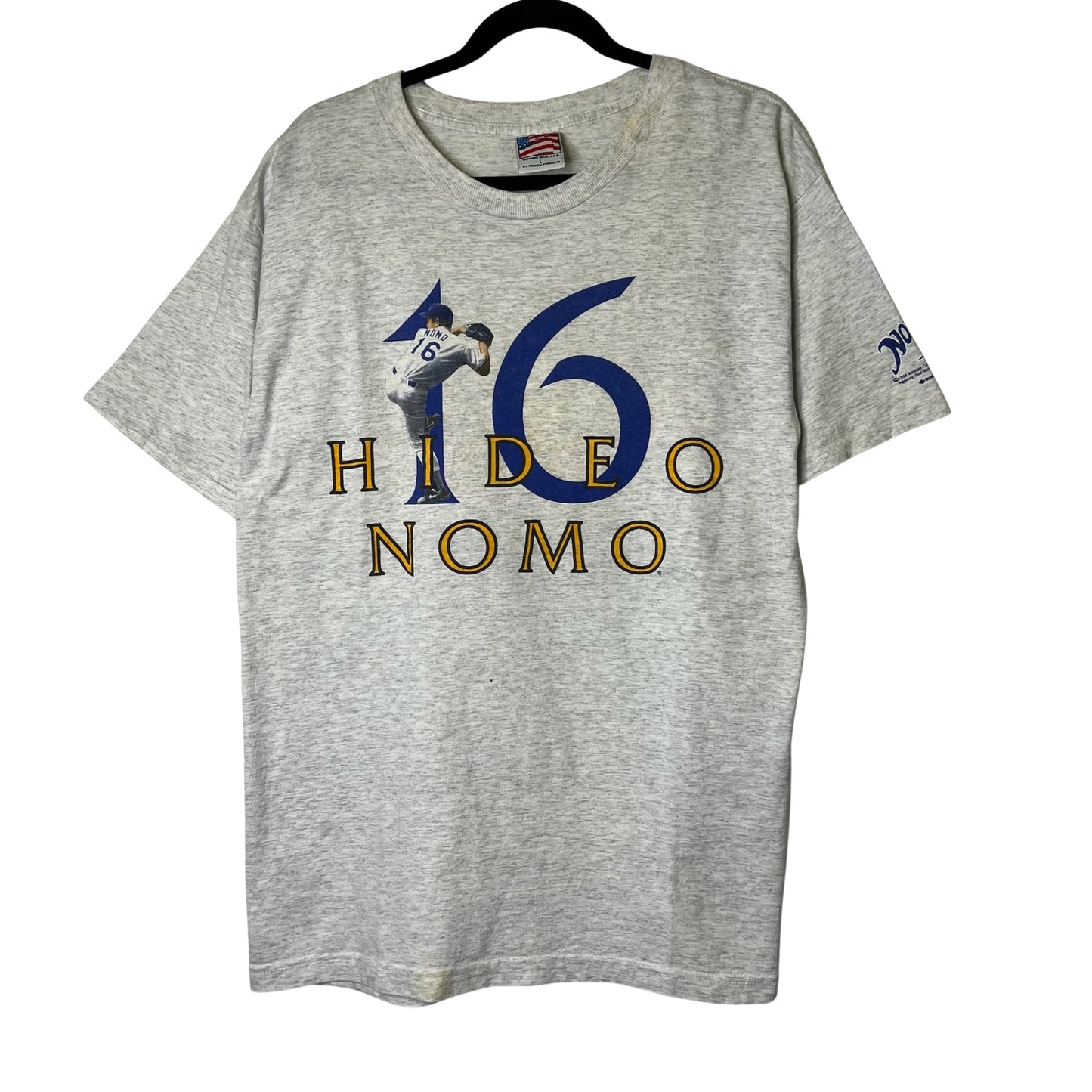 1995 Hideo Nomo LA Dodgers MLB T-shirt Sz L (B2434)