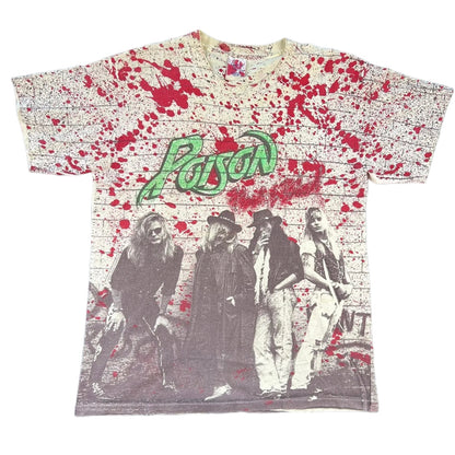 1991 Poison Flesh & Blood AOP Tour T-Shirt Sz L