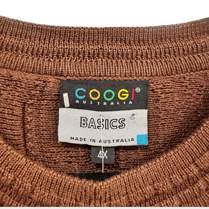 90s COOGI Brown 3D Knit Sweater Big & Tall 4XL