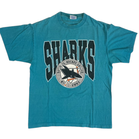 1991 San Jose Sharks Trench T-shirt Sz L (A1923)