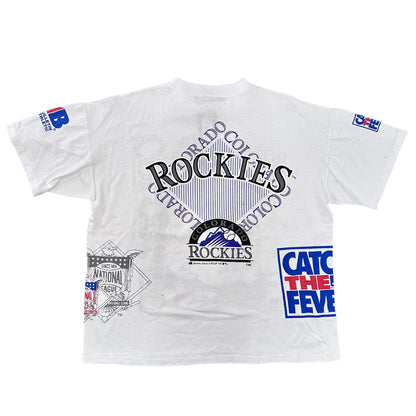 1992 Colorado Rockies Bulletin Athletic MLB Baseball AOP T-Shirt Sz XL