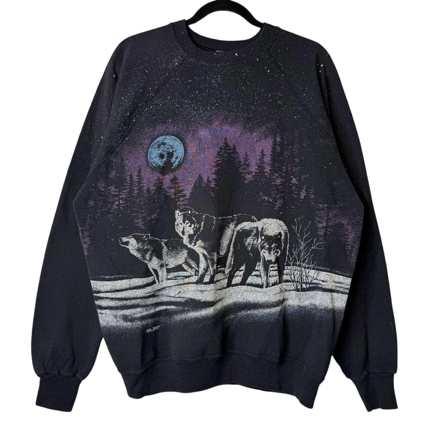 90s Nature Wolf AOP Crewneck Sz XL (A2102)