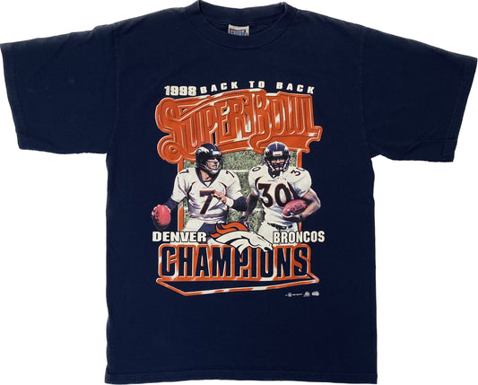 1998 Denver Broncos Back to Back Super Bowl Champions T-shirt Sz L (A454)