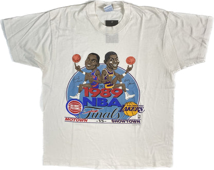 1989 Isaiah Thomas vs Magic Johnson NBA Finals T-shirt Sz XL (AL775)