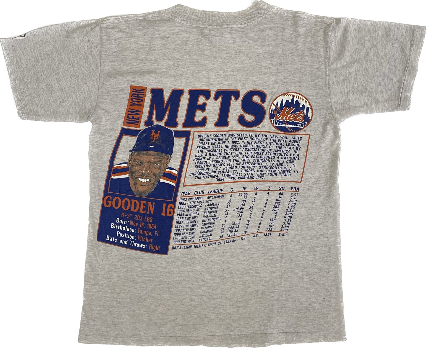 1990 Dwight Gooden NY Mets Nutmeg T-shirt Sz M (X847)