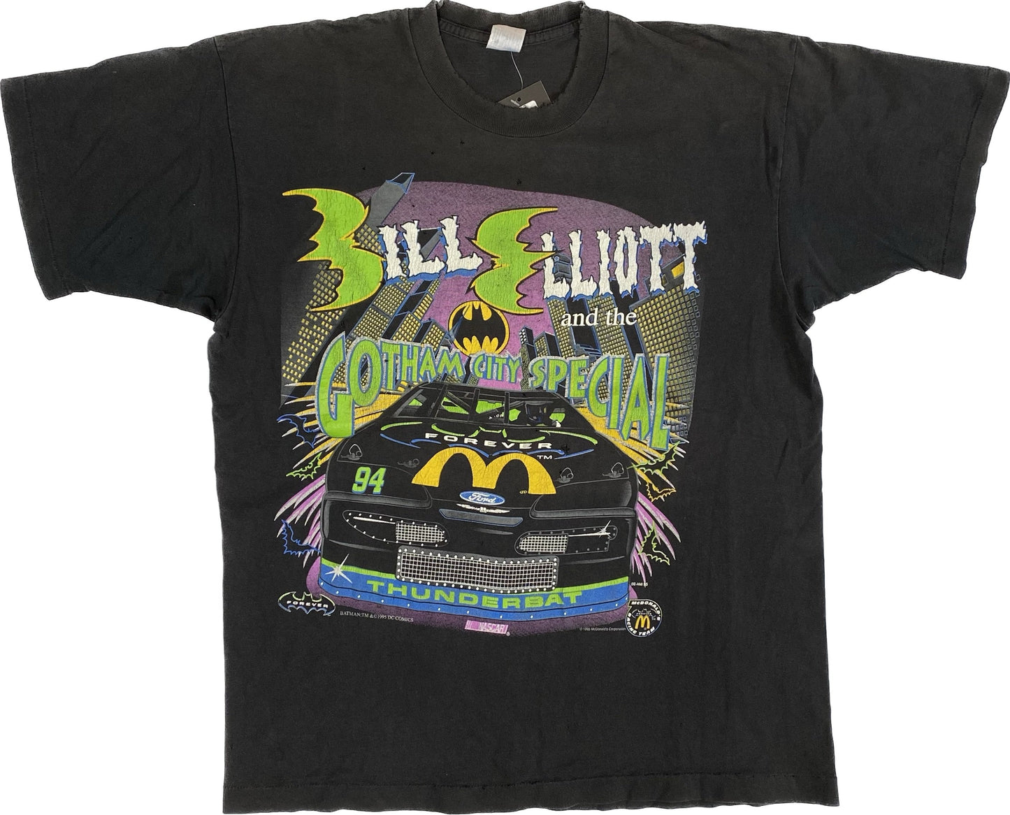 1995 Bill Elliot NASCAR Batman McDonald’s T-shirt Sz XL (1990)