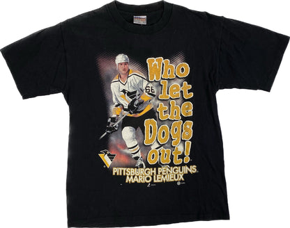 90’s Mario Lemieux ‘Who let the dogs out!’ T-shirt Sz M (L278)