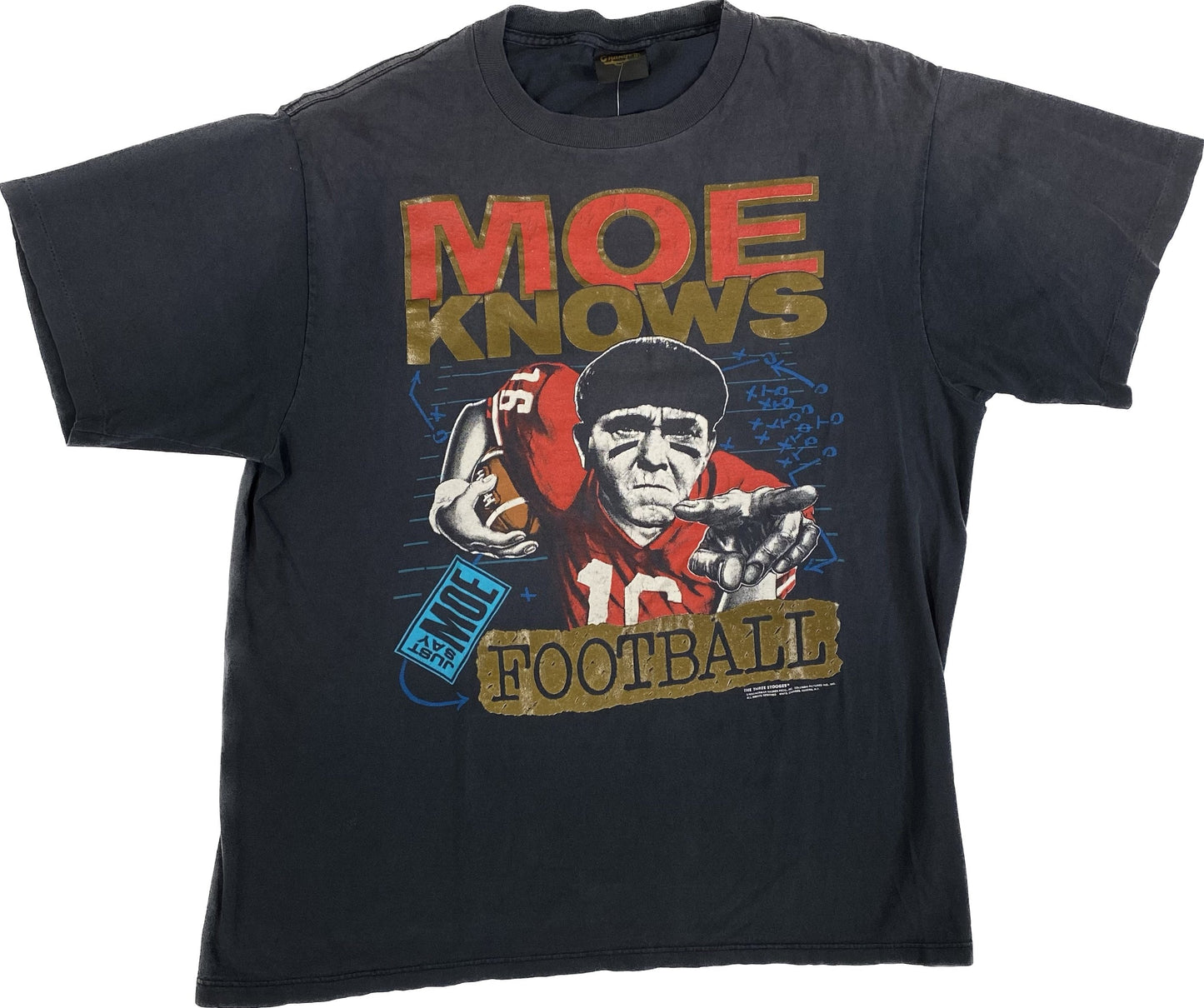 1990 The Three Stooges Moe Knows Football T-shirt Sz XL