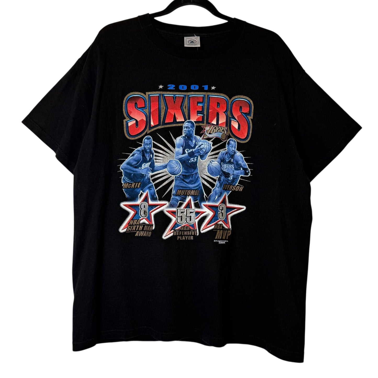 2001 Philadelphia 76ers Mckie Mutumbo Iverson NBA T-shirt Sz L (L778)