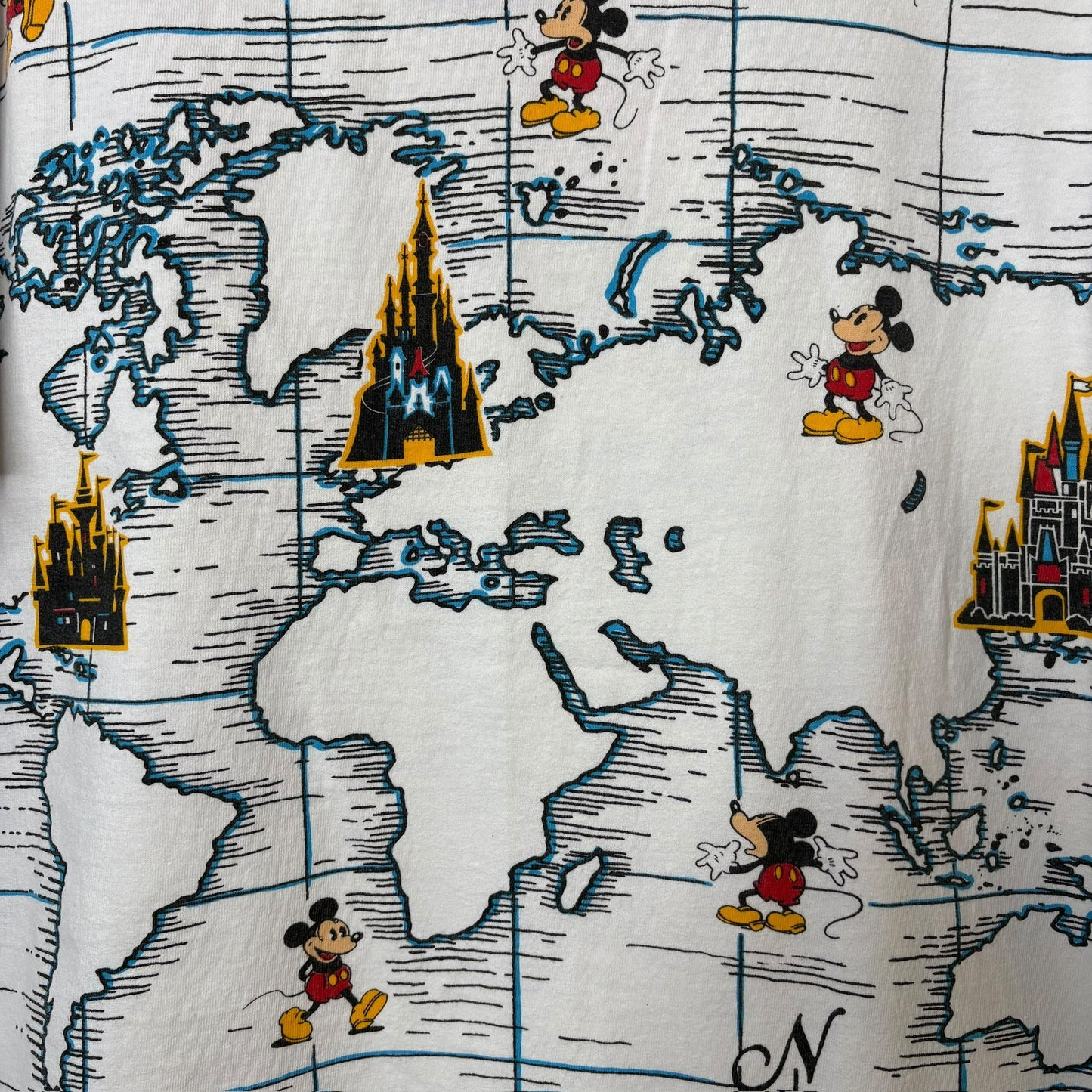 90's Mickey Mouse Map T-shirt Sz XL (A6675)