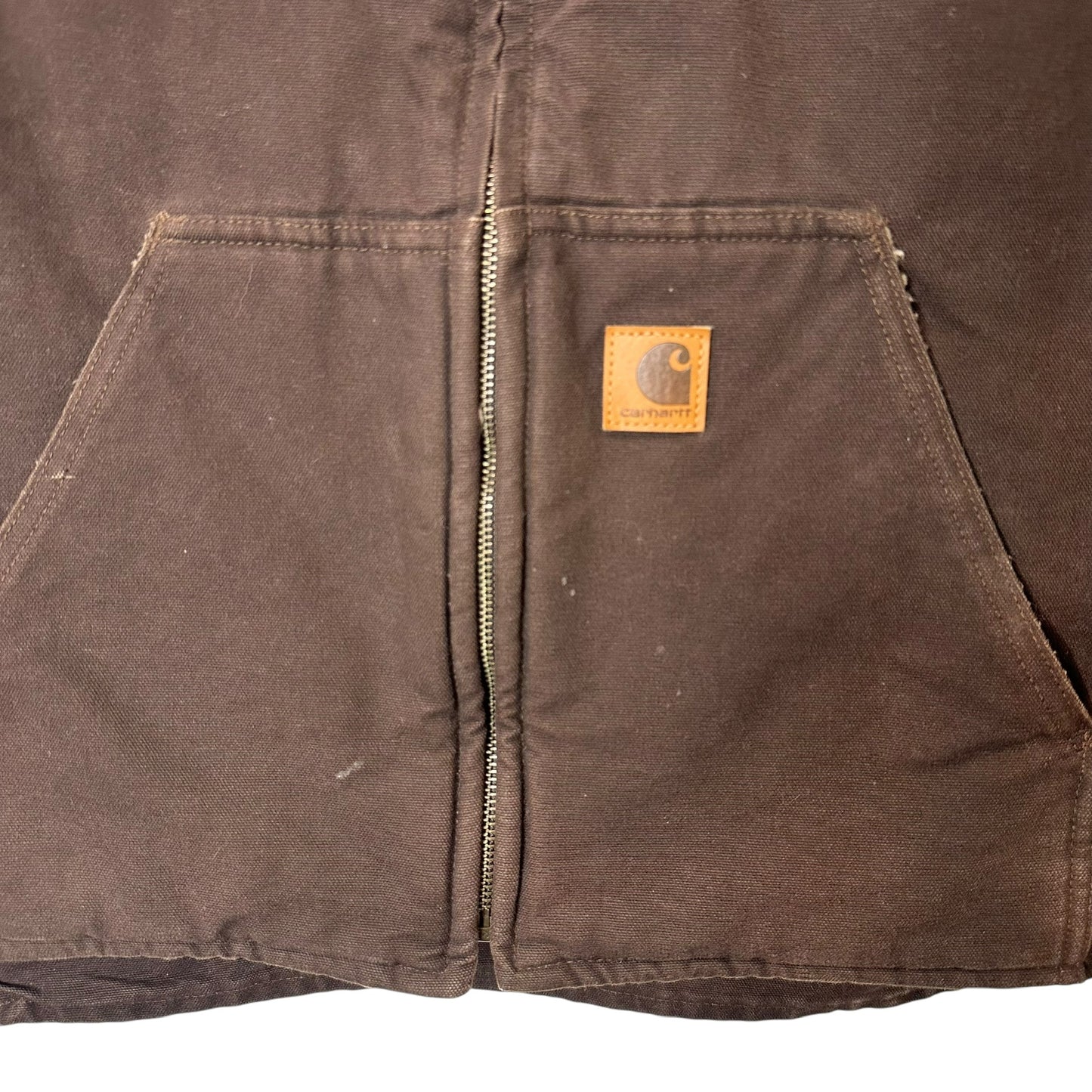 2000's Carhartt Brown Canvas Sherpa Lined Vest Sz XL (A7499)