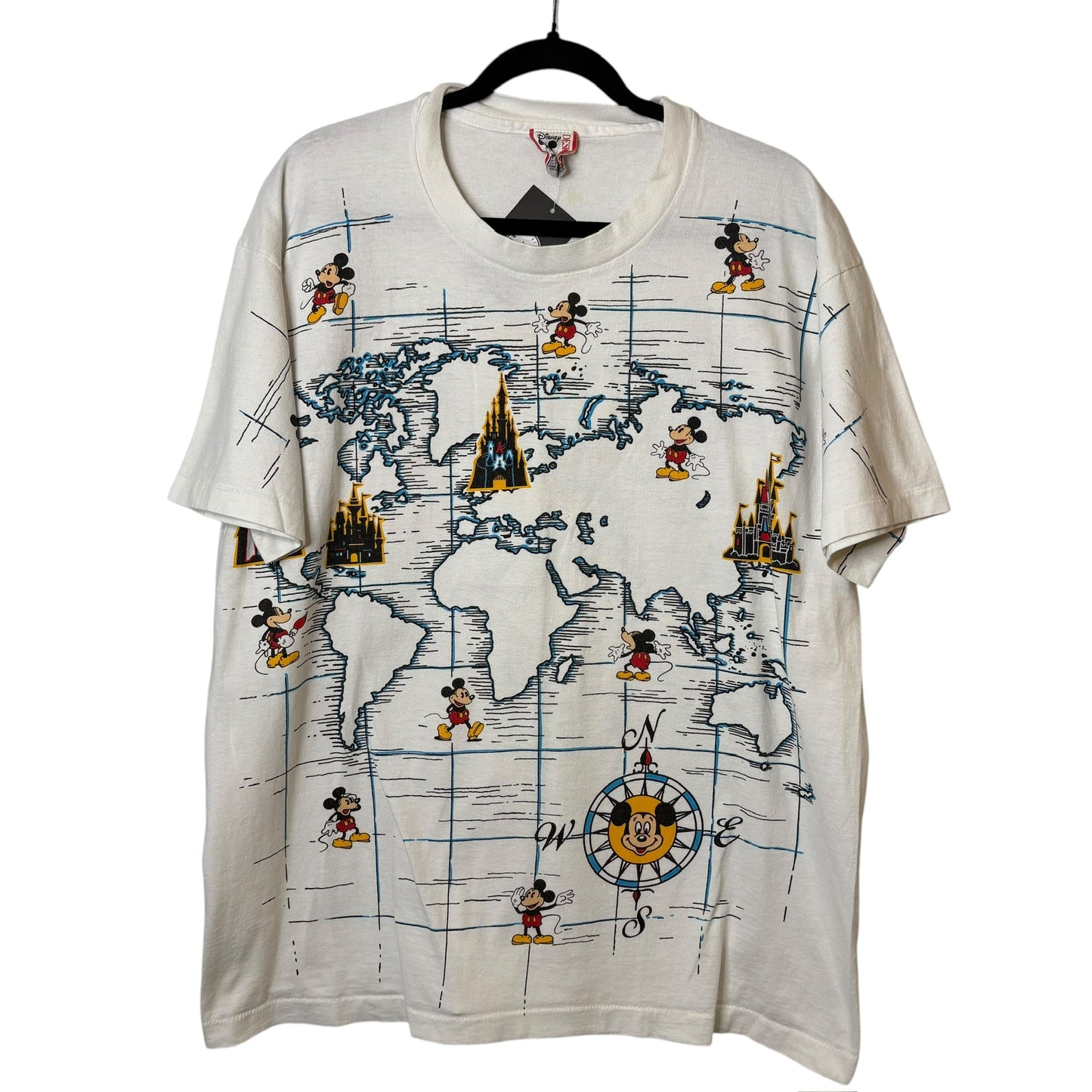 90's Mickey Mouse Map T-shirt Sz XL (A6675)