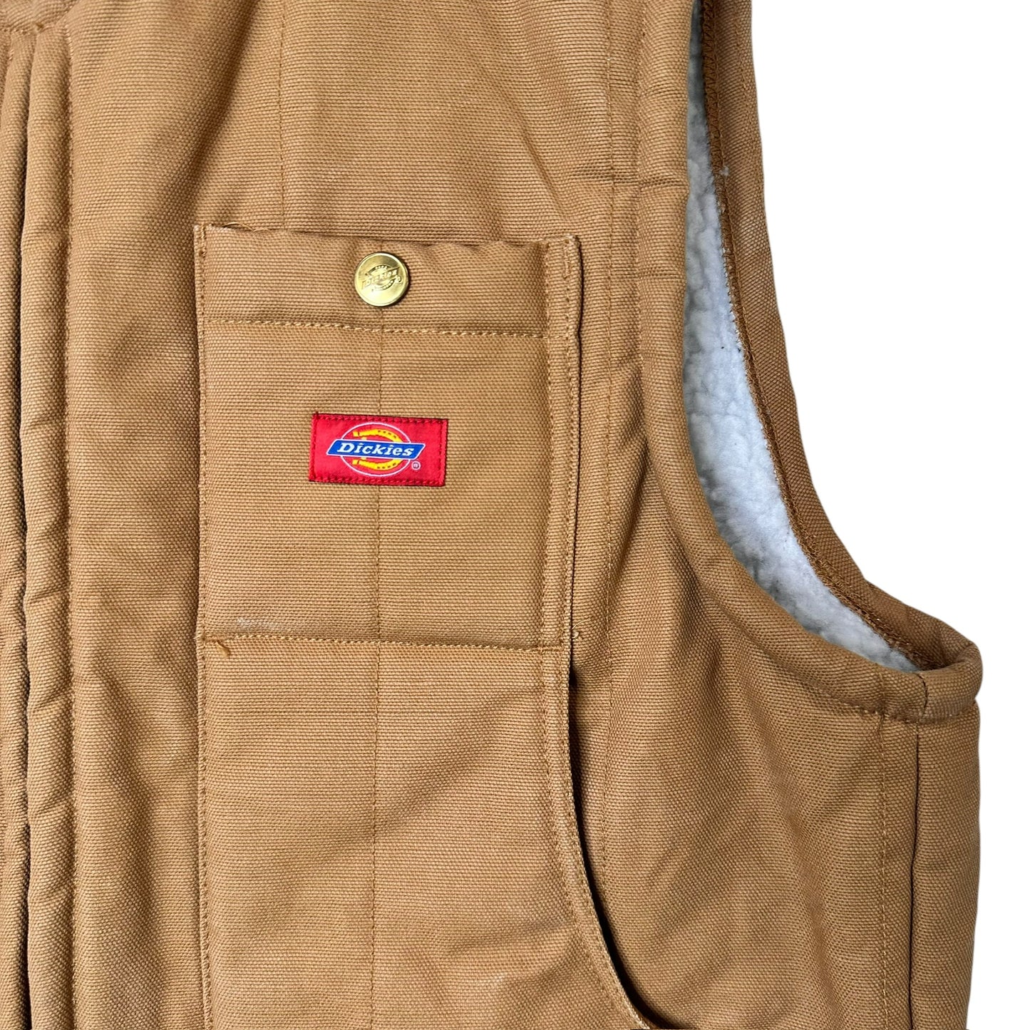 2000's Dickies Canvas Sherpa Lined Vest Sz L (A3155)