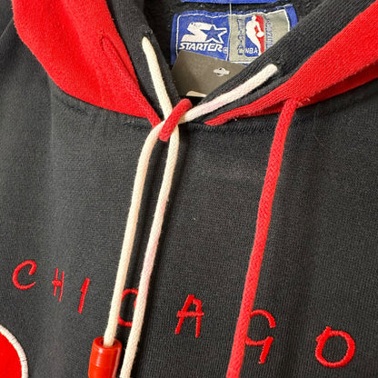 90's Chicago Bulls Starter Spellout Hoodie Sz L (A1840)