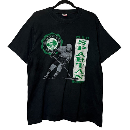 1990 Michigan Spartans NCAA Hockey T-shirt Sz L (B624)