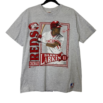 1991 Barry Larkin Cincinatti Reds MLB Nutmeg T-shirt Sz L (B642)