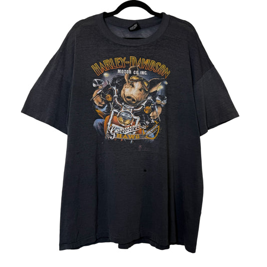 1989 Harley Davidson 3D Emblem Hawg T-Shirt Sz 3XL (B632)