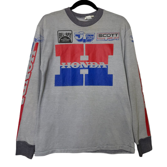 80's Honda Racing Thermal Long Sleeve T-Shirt Sz M (B600)