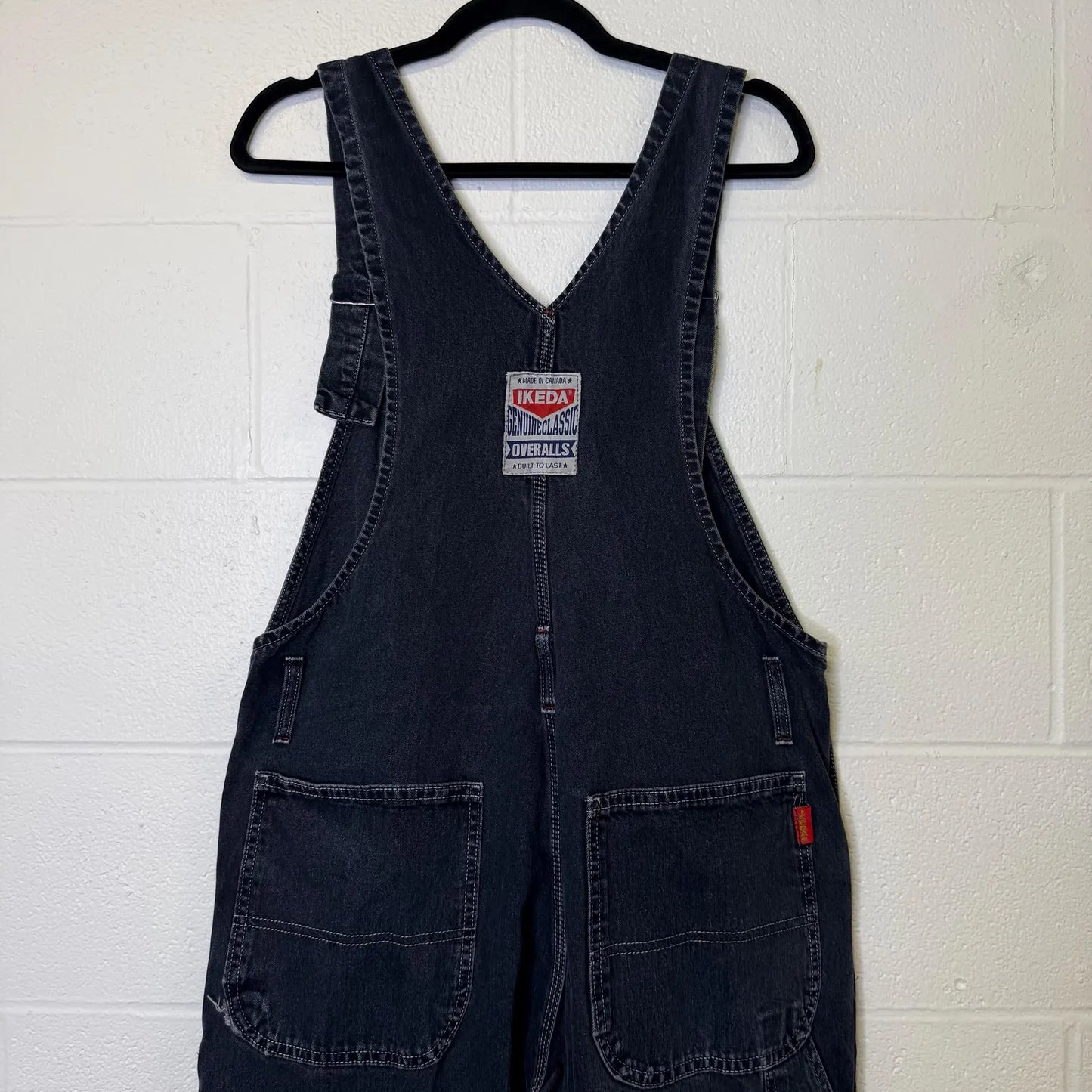 90s Ikeda Denim Overalls Black Sz XL (B2360)