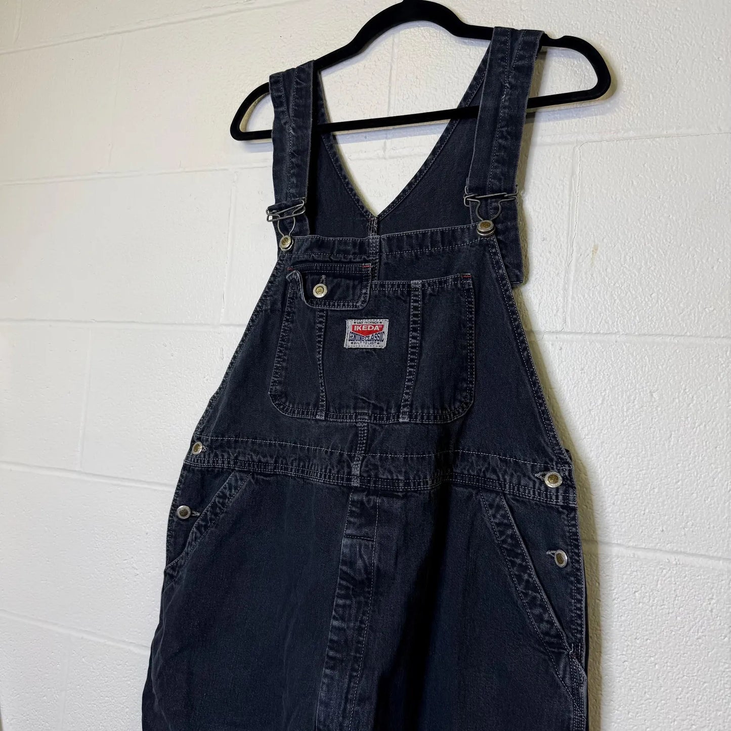 90s Ikeda Denim Overalls Black Sz XL (B2360)