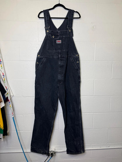 90s Ikeda Denim Overalls Black Sz XL (B2360)