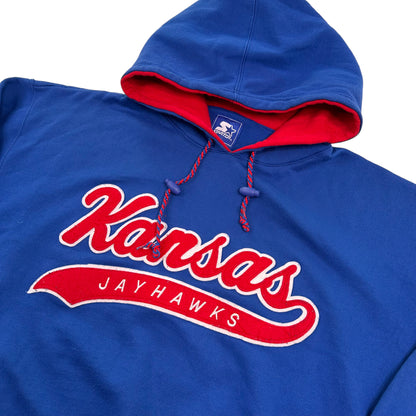 90s Kansas Jayhawks Starter Spellout Script Hoodie Sz XL (A1311)