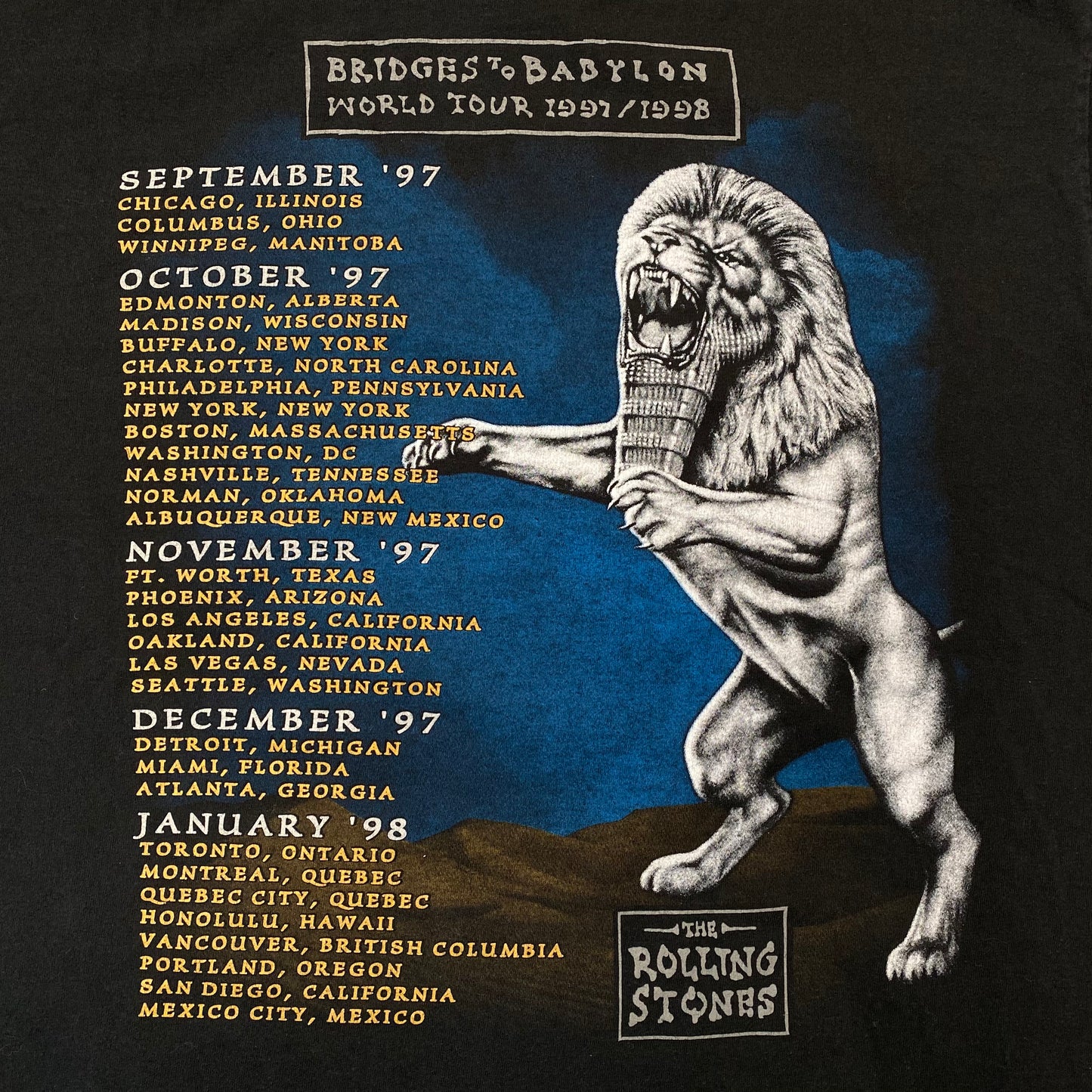 1998 Rolling Stones Bridges to Babylon Tour T-shirt Sz 2XL (A1724)