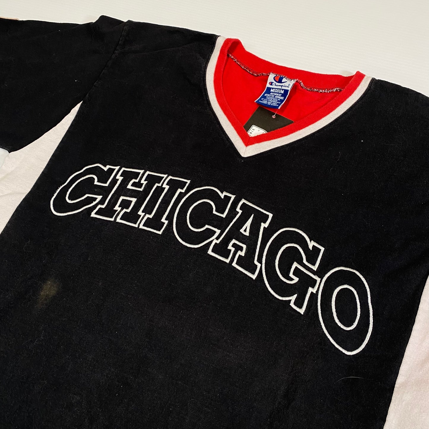 90’s Chicago Bulls Champion Warm Up T-shirt Sz M (1393)