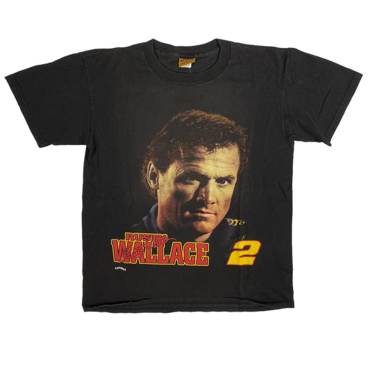 90’s Rusty Wallace NASCAR Nutmeg T-shirt Sz M (A596)